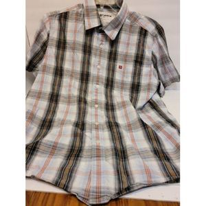 Carbon mens shirt, gray plaid, size L